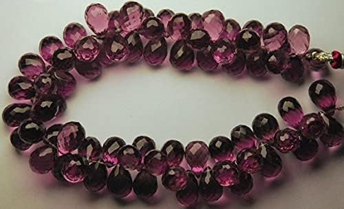 Kunzite rose briolette goutte facettée pour création de collier en perles