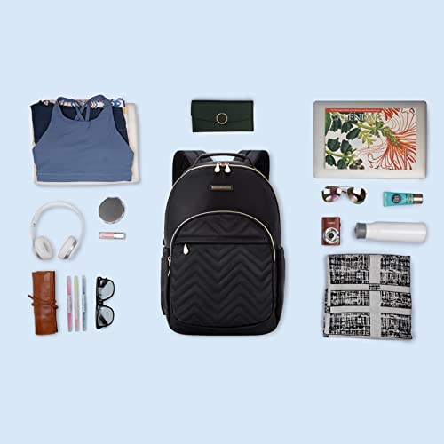 Light Flight Laptop Backpack, Travel Backpack For Women,Stylish Laptop Bag 15.6 Inch,Work Computer Bag With Charger Slot,Bookbag For Work School College Business Trip,Black,Nylon #TOP6