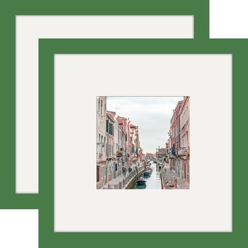 Picture Frames 8x8 Green Solid Wood 2 Pack 4x4 Frame for Wall and Tabletop