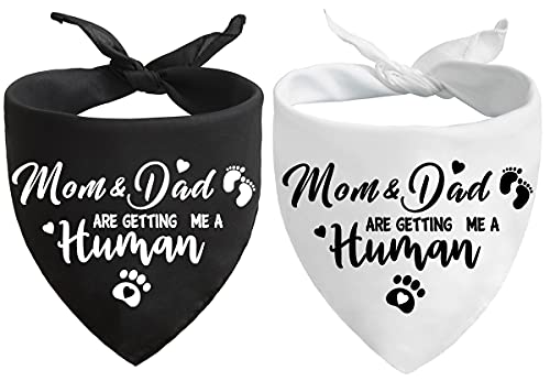 Image of Mom&Dad are Getting me a Human, Gender Reveal Photo Prop Pet Scarf Decorations Accessories Dog Bandana, Pet Accessories for Dog Lovers, Pack of 2