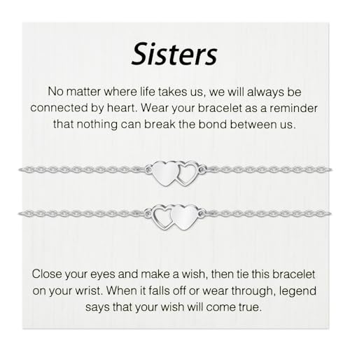 BOCHOI Schwestern Armband 2 Stück Silber Herz Gliederarmband Geschenk Für Schwester Freundschaftsgeschenk Für Mädchen Bff Bestie Bracciali per uomo e donna 81