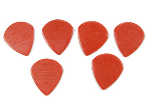Dunlop Max Grip 471R3N médiators Jazz Nylon-Rouge-Lot de 6 - Les Beatles, Paul McCartney, John Lennon, RIngo Starr, George Harrison Dunlop Max Grip 471R3N médiators Jazz Nylon-Rouge-Lot de 6