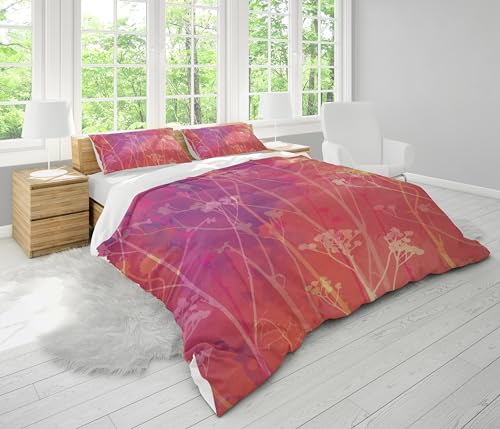 Housse de couette fleurs aquarelle literie lit 2 places avec taies - 3