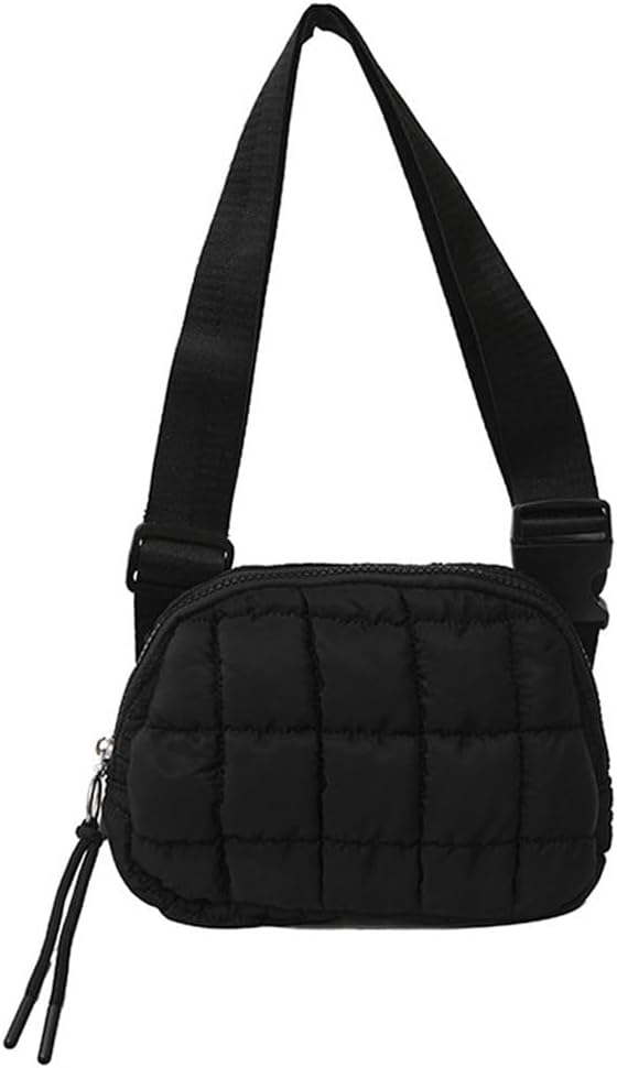Oagasi Mini Quilted Puffer Crossbody Bags for Women Puff Chest Belt Bag Fanny Pack Puffy Shoulder Bag Bubble Handbag Purse