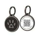 Pet Dwelling QR Code Pet ID Tag – Smart Dog & Cat ID Tags for Pet Safety, Free Personalized Online Profile, Instant Scan Alerts, AI Insights (Lux Black Paw)