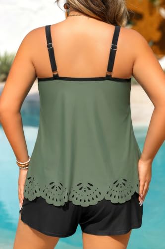 Image of Tempt Me Plus Size Tankini Swimsuits - Women Two Piece Tankini Top with Shorts Flowy Swimsuit 2025 Bathing Suits