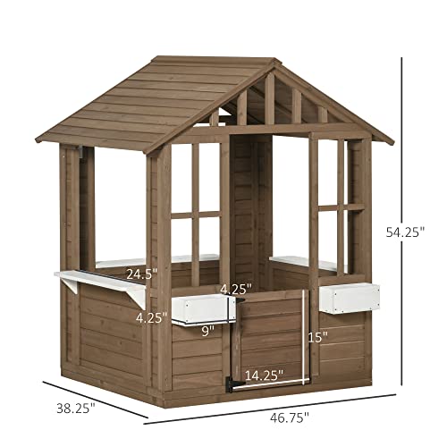 Outsunny US345-0210131 Kids Wooden Playhouse thumb #4
