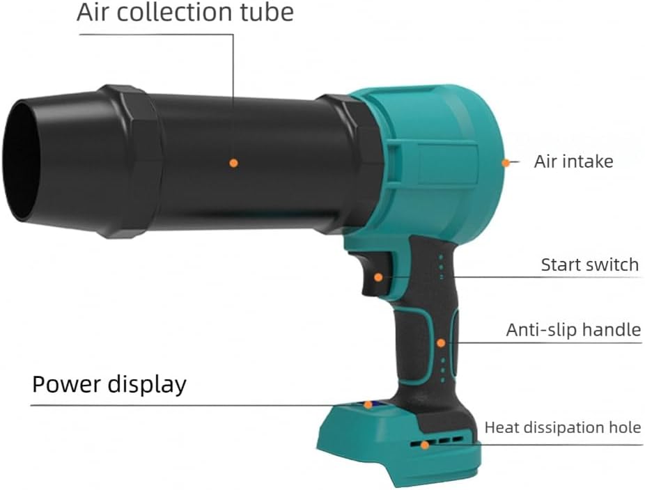 600000RPM 700G Thrust Electric Blower with Extended Nozzle Rechargeable Battery Garden Tool Stainless