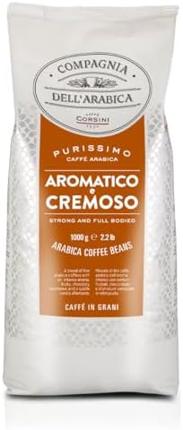 Caffè Corsini - Compagnia dell'Arabica, Arabica Kaffeebohnen Aromatisch und Cremig, 1 kg Packung geröstete Kaffeebohnen