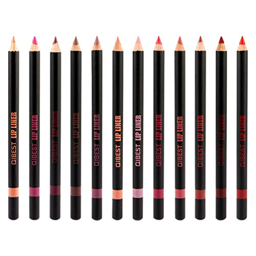 PIXNOR Conjunto de Lápis de Delineador de Lábios 12 Pcs Lápis Fosco à Prova de Suor à Prova de Suor