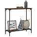 QZZCED Industrial Console Table with Smoked Oak Finish and Metal Frame for Living Room Office Hallway Storage and Display Surface