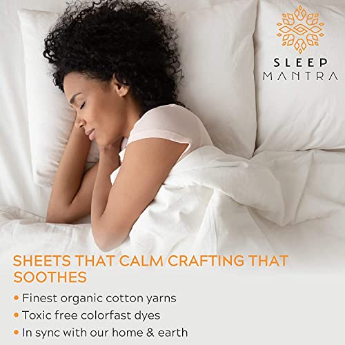 Sleep Mantra 100% Organic Cotton Bed Sheet Set - Crisp And Cooling Percale Weave, Soft Breathable, Eco-Friendly, 4 Piece Bedding Set, Deep Pocket With All-Around Elastic, (Queen, Light Gray) #TOP6