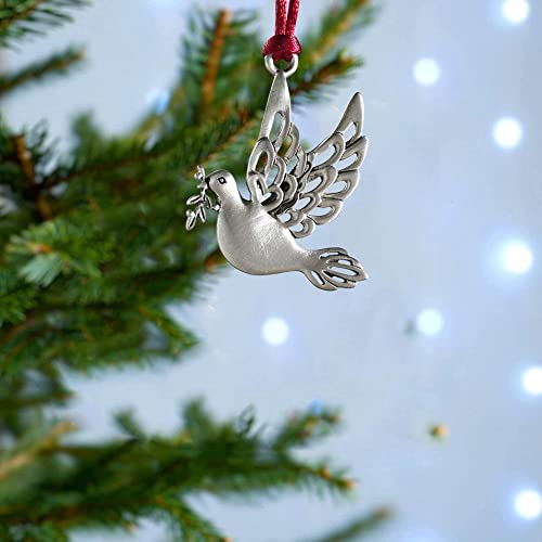 Vizoe Solid Pewter Christmas Tree Ornament Hanging Metal Christmas Decorations Holiday Ornaments Hanging Pendants Decoration For Home Party Xmas Tree Décor (Dove) #TOP2
