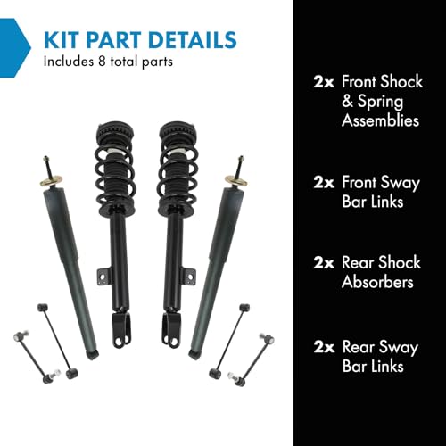 Image of TRQ Front and Rear Suspension Kit Complete Strut & Coil Spring Assembly Shock Absorber Sway Bar Stabilizer Link Compatible with 2012-2022 Dodge Challenger Charger
