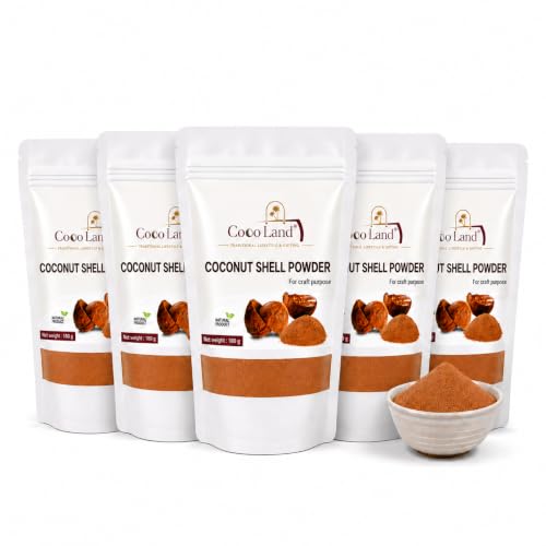 Image of Coco Land COCONUT SHELL POWDER 900 (Pack of 5 x 180g) Natural Coconut Shell Dust for Craft Making, Agarbatti & Incense Production, Wood Filler, Coconut Shell Sticking, DIY Art Projects, Eco-Friendly Raw Material