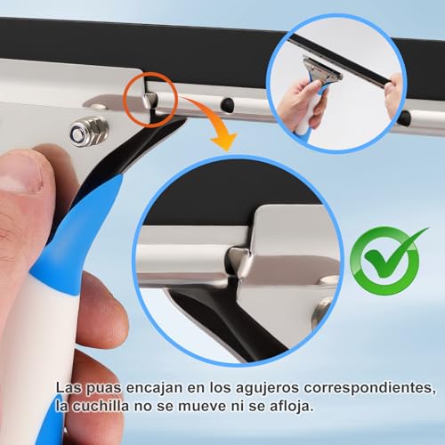 Mitclear Limpiacristales con Mango Extensible(196cm), Limpiador de Ventanas con Escobilla de Silicona & Paños de Microfibra, Kit de Limpieza de Cristales para Espejos Azulejos Coche Ducha Cristal - imagen 3