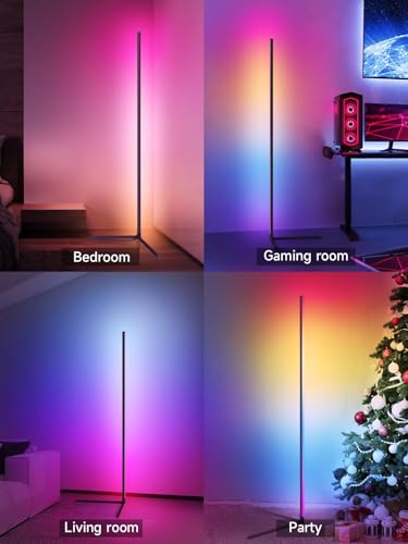 Tyute LED Floor Lamp, Smart RGB Corner Lamp, Dimmable Colour Changing Standing Lamp with APP & Remote Control, Music Sync, Modern Mood Corner Floor Lamp for Living Room, Bedroom, Gaming Room - Image 6