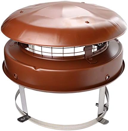 StoveMaestro Anti downdraught chimney pot cowl bird guard Terracotta colour, strap fix