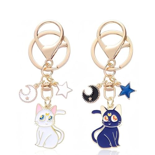 LOZTBUE Llavero, llavero de gato mágico lindo de dibujos animados, llavero conmemorativo del personaje de Sailor Moon, adecuado para bolsos, teléfonos móviles, automóviles