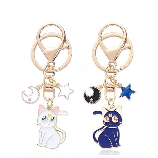 Llavero LOZTBUE, llavero de gato mágico lindo de dibujos animados, llavero conmemorativo del personaje de Sailor Moon, adecuado para bolsos, teléfonos móviles, automóviles