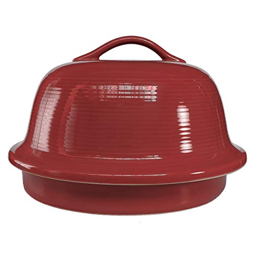 Sassafras Superstone&reg; Stoneware La Cloche&reg; Bread Baker with Red Glazed Exterior and Unglazed...