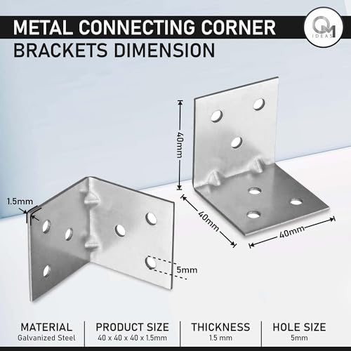 Miniatura 2 de Omideas 15 X Conectores En Ángulo 40 X 40 X 40 Escuadra Ancha Soportes De Ángulo Reforzados De Esquina Hoja De Acero Galvanizado