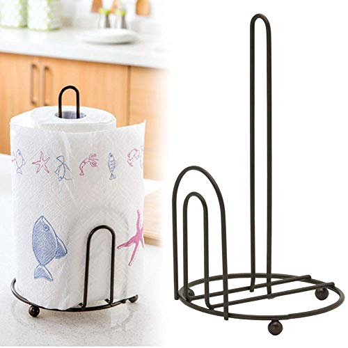 Image of Craft Expertise Tissue Paper & Paper Towel Holder - Black Iron Toilet Paper Holder for Bathroom - Toilet Roll Organizer & Durable Tissue Rack (Length 4.5 x Width 4.5 x Height 9 Inches