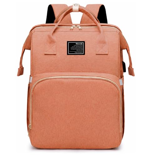 Image of houscly Diaper Bag Backpack with Changing Station: Peach Pink Baby Bags for Girls Boys New Mom Gifts Panaleras Para Bebe Baby Girl Newborn Essentials Must Haves Baby Shower Gifts Baby Registry