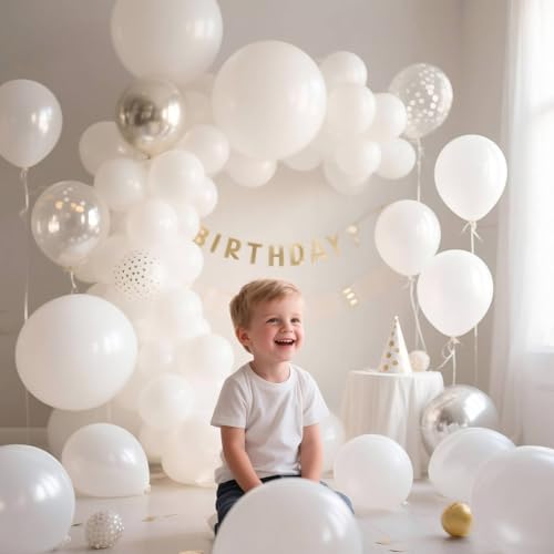 Image of 32Pcs White Big Balloons 18 Inch, Round Large Latex Party Balloons for Birthday Wedding Decorations. (white)