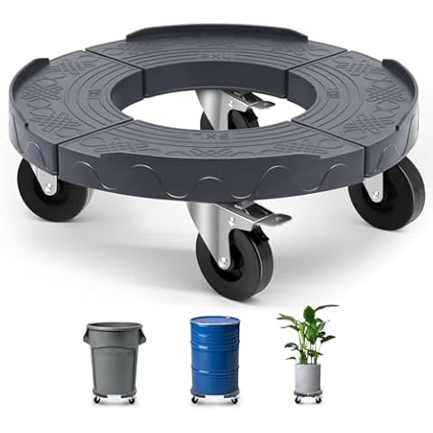 Nefish Upgraded Trash Can Dolly Wheels, Adjustable 15-19 Inch Round Barrel Dollies Wheels, Heavy Duty Drum Dollies 480lbs Tire Dolly, Multi Functional Garbage Can Dolly Cart Trash Can Roller Base Cover