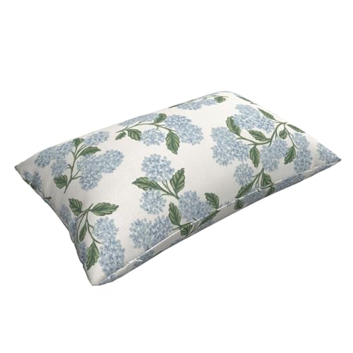 Image of AEIOAE Spring Pillow Covers 12x20 Inch Set of 2, Green Blue Hydrangea Flower Throw Pillows Case,Floral Summer Outdoor Seasonal Decorative Farmhouse Decor Cushion Covers for Home Sofa Bed Couch