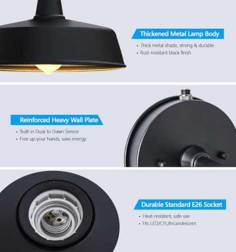 Image of JOESA 11 inch Black Outdoor Gooseneck Barn Lights, Weatherproof, 2-Pack