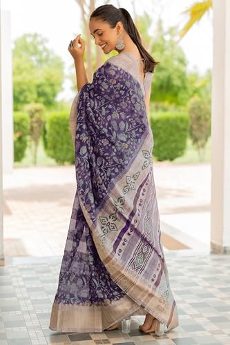 Image of MIRCHI FASHION Women Saree Cotton Blend Kalamkari Printed | Comfortable Office and Regular Daily Use Sari with Unstitched Blouse Piece