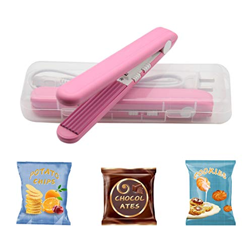 Bag Sealer,Heat Sealer,Chip Bag Sealer,Paper Crimper,Bag Sealer Heat Seal,TCDO Handheld Bag Sealer for food Storage,Protable Sealer Machine for Plastic Bags,Snack Bags,Vacuum Food Bag. (Light Pink)