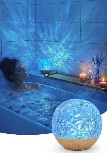 Waterproof Shower Lamp Shower Light for Inside Shower with 16 Colors Rechargeable Water Ripple Ambient Lighting Remote & Touch Control Cordless for Bathroom Bathtub Shower Relaxation - Wood Grain