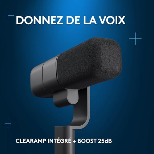 Logitech G Yeti Studio Microphone Gaming de Diffusion XLR Actif et Dynamique, préamplificateur Actif ClearAmp, Capsule à Double diaphragme, Antichoc Interne - Noir