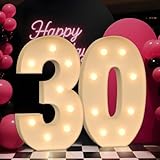 Leuchtende Zahlen 30, 90 cm, riesige Festzelt-Zahlen für 30 Geburtstagsdekoration, große beleuchtete 30 für Jubiläumsparty-Dekoration, Geburtstagsschild, vorgeschnittenes Schaumstoff-Mosaik, DIY