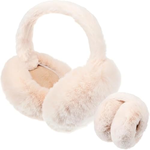 Festive Find Store Ear Muffs Winter Women Men Kids Girls Earmuffs for Cold Weather Accessories Ear Covers Ear Warmers Headband Fluffy (Beige)