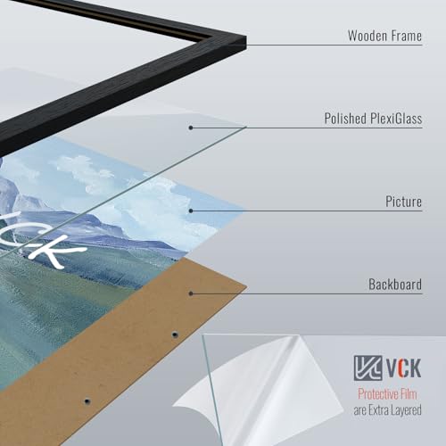 Image of VCK 16x24 Poster Frames - Black, Wide Border Solid Wood Frame, Display Pictures in Horizontal and Vertical, for Home, Office, Gallery, Woodgrain Series, Wall Hanging, 2 Pack