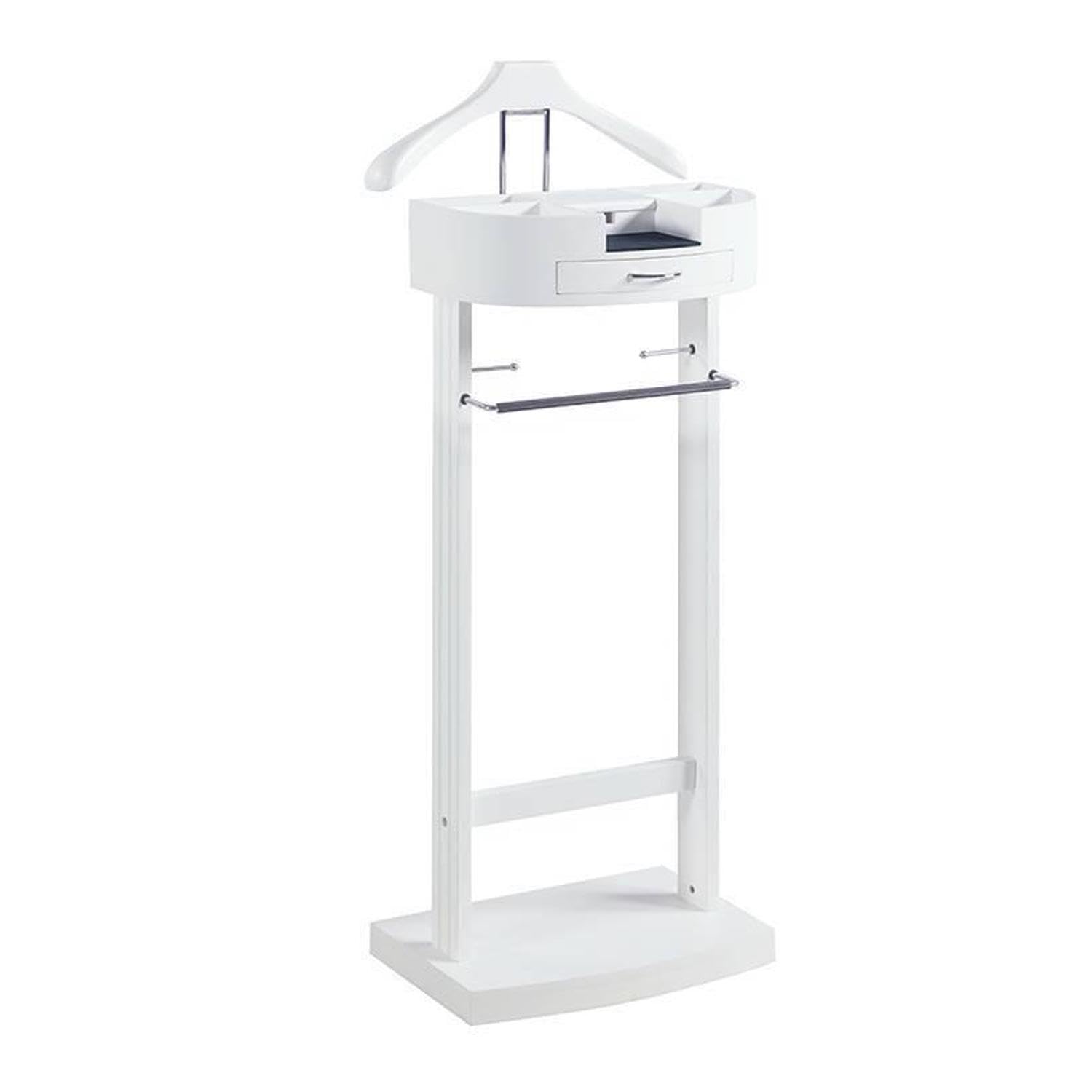 Soporte multifuncional para colgar trajes con zapatero y caja de almacenamiento, fácil de montar, elegante diseño blanco para organización de ropa y soluciones de almacenamiento en el hogar