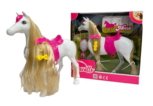Cheval de poupée blanc grand jouet avec selle amovible pour enfant