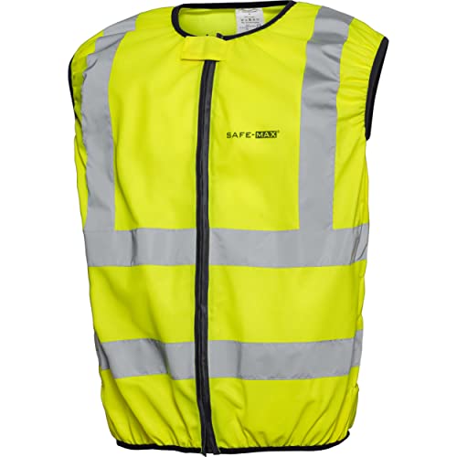 Safe Max® Chaleco de Seguridad Chaleco de Aviso Moto Chaleco Reflectante 2.0 Amarillo XXL, Unisexo, Multipurpose, Todo el año
