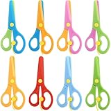 LOVESTOWN Kids Scissors, 8PCS Blunt Tip Training Safety Scissors Stocking Stuffer for Toddler & Children, Anti-Pinch Design, Child Hand-Eye Coordination Development, Art Craft Cutting Paper Supplies