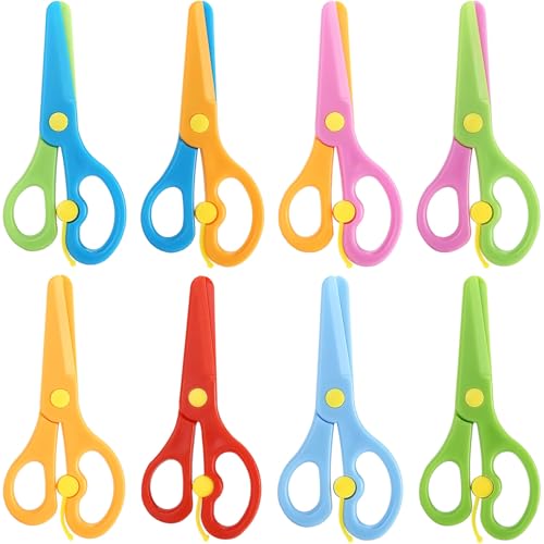 LOVESTOWN Kids Scissors, 8PCS Blunt Tip Training Safety Scissors Stocking