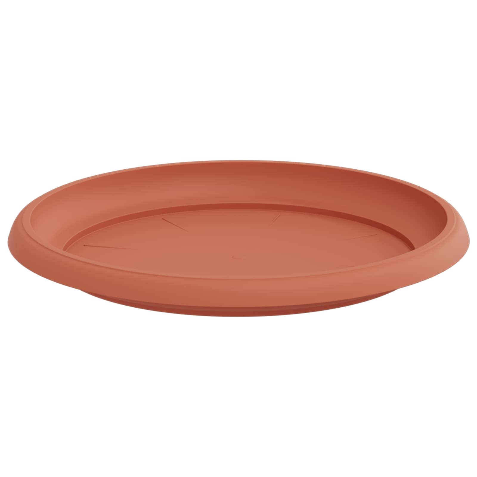 6er Set Blumentöpfe Ziegelrot Ø 34 cm, Moderne Pflanzgefäße aus Kunststoff für Außen und Innen, Runde Pflanztöpfe mit Entwässerungslöchern für Garten Balkon Terrasse