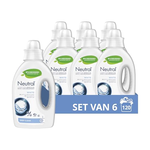Neutral Wit Vloeibaar Wasmiddel, parfumvrij en hypoallergeen - 6 x 20 wasbeurten - Voordeelverpakking