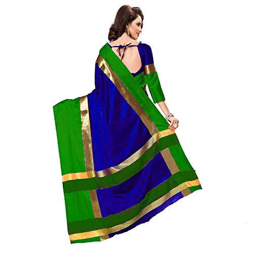 Image of PerfectBlue Women's with Blouse Piece Saree (VisvaVariation Lightgreenbrown Free Size)