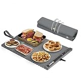 TackView Dual Zone Electric Food Warming Mat 24" x 15" – 6 Temperature Settings & 1-3H Timer – Child Lock – Portable Buffet & Countertop Heating Tray – Easy-Clean– Ideal for Parties, Gray
