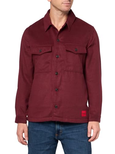 HUGO Twill Patch Pockets Surchemise Homme en Coton Sergé Haut de Gamme
