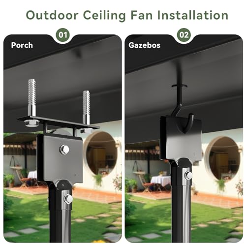 Image of Aoxun 20 Inch Ceiling Fans, Waterproof Outdoor Ceiling Fans with Lights and Remote, LED Dimmable DC Reversible Modern Fandelier with 2 Size Downrods and Hanging Hook for Gazebo, Pergola